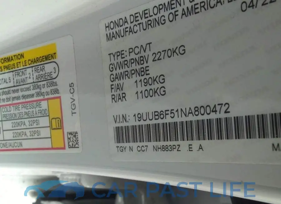 19UUB6F51NA800472# 9