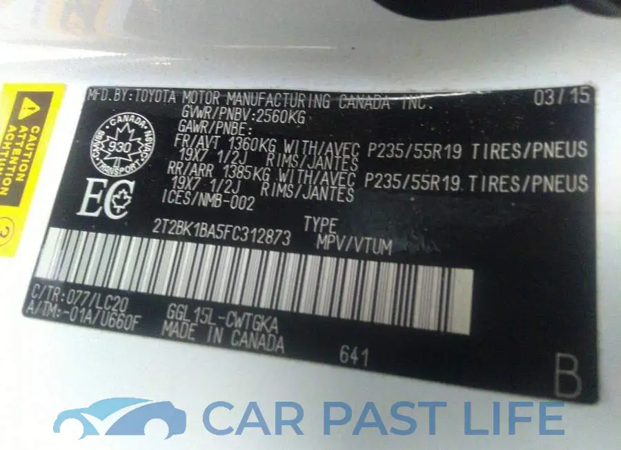 2T2BK1BA5FC312873# 9