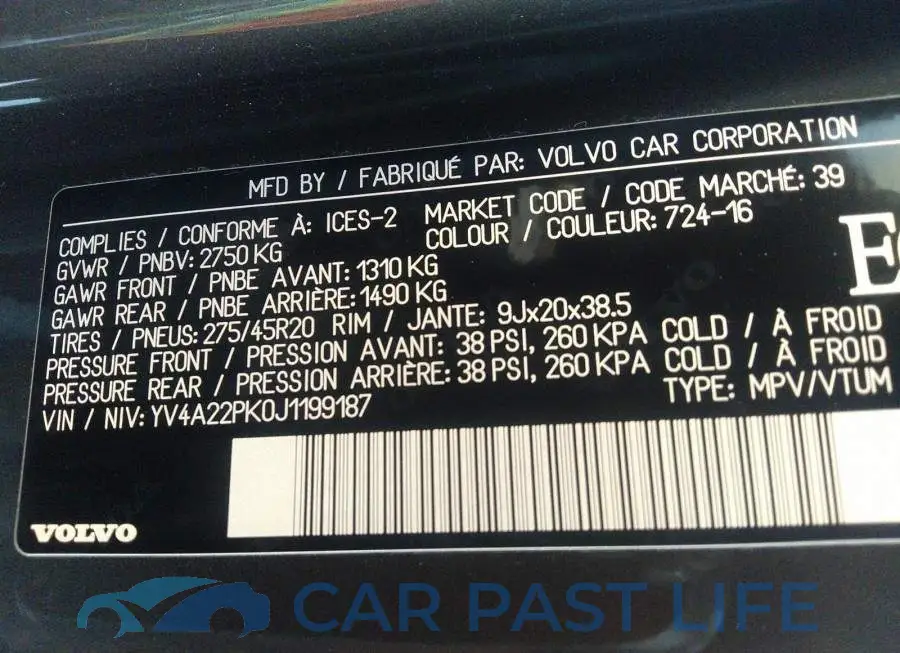 YV4A22PK0J1199187# 9