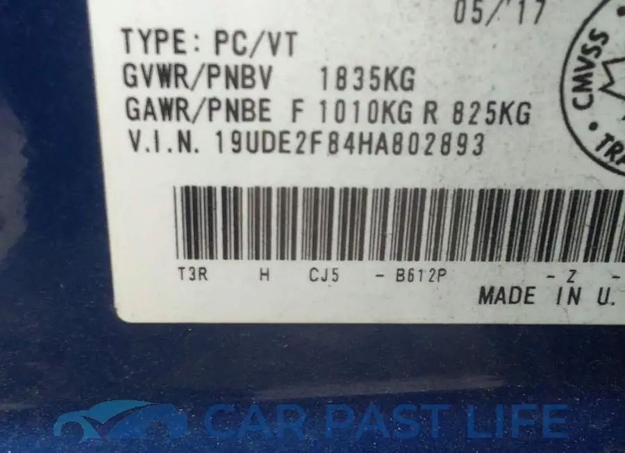 19UDE2F84HA802893# 9