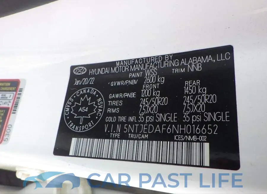 5NTJEDAF6NH016652# 8