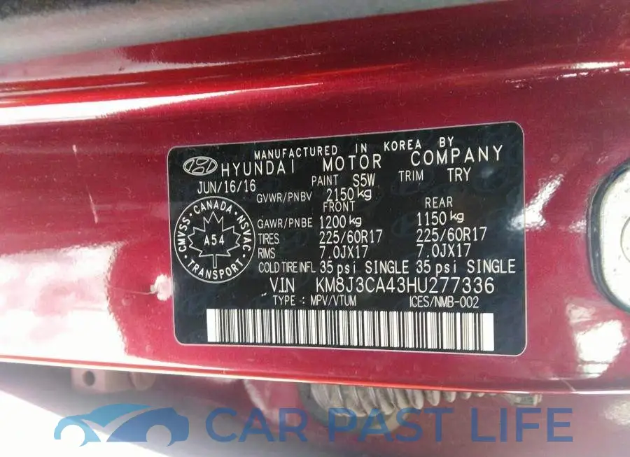 KM8J3CA43HU277336# 9