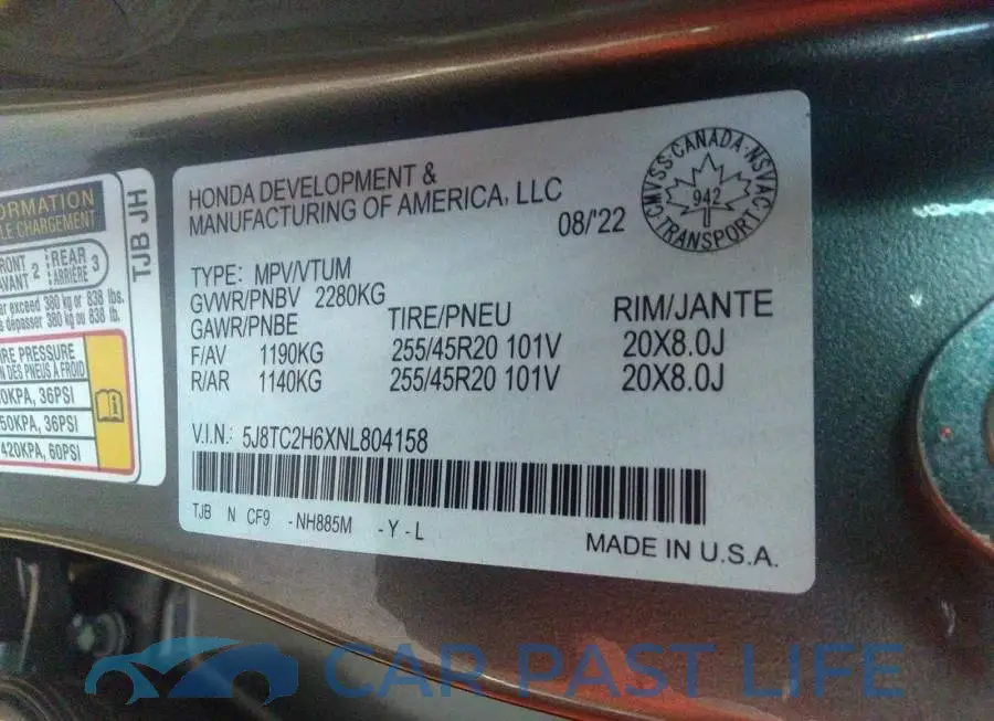 5J8TC2H6XNL804158# 9