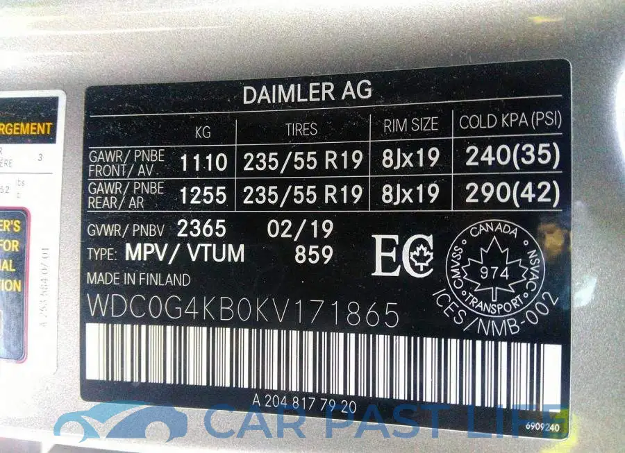 WDC0G4KB0KV171865# 9