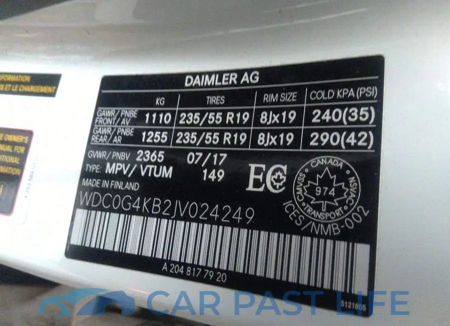 WDC0G4KB2JV024249# 9