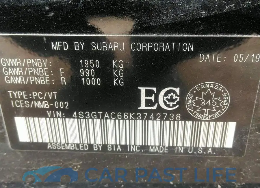 4S3GTAC66K3742738# 9