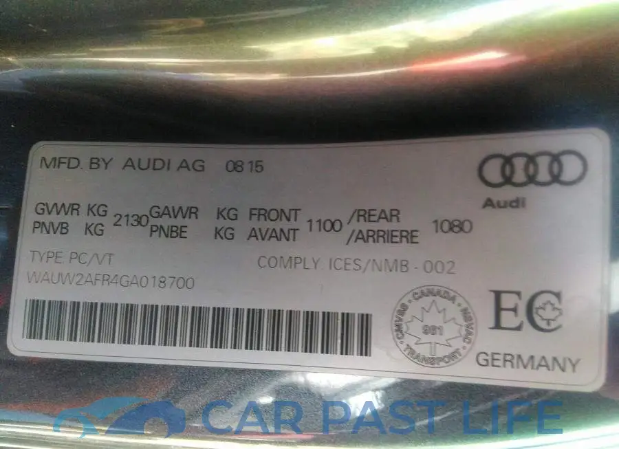 WAUW2AFR4GA018700# 9