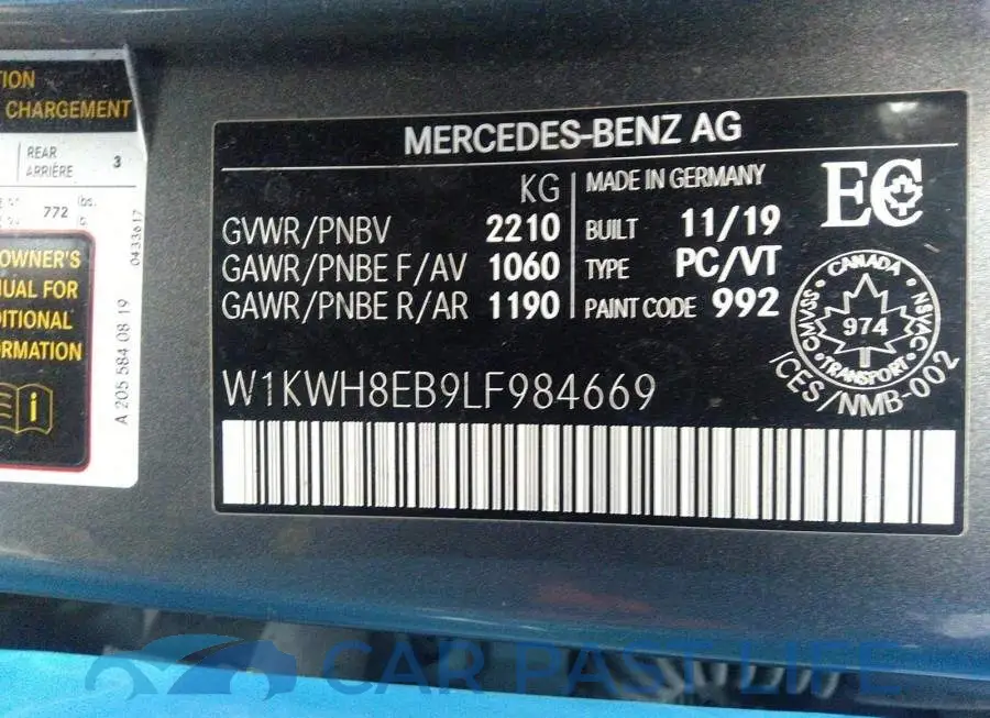 W1KWH8EB9LF984669# 9