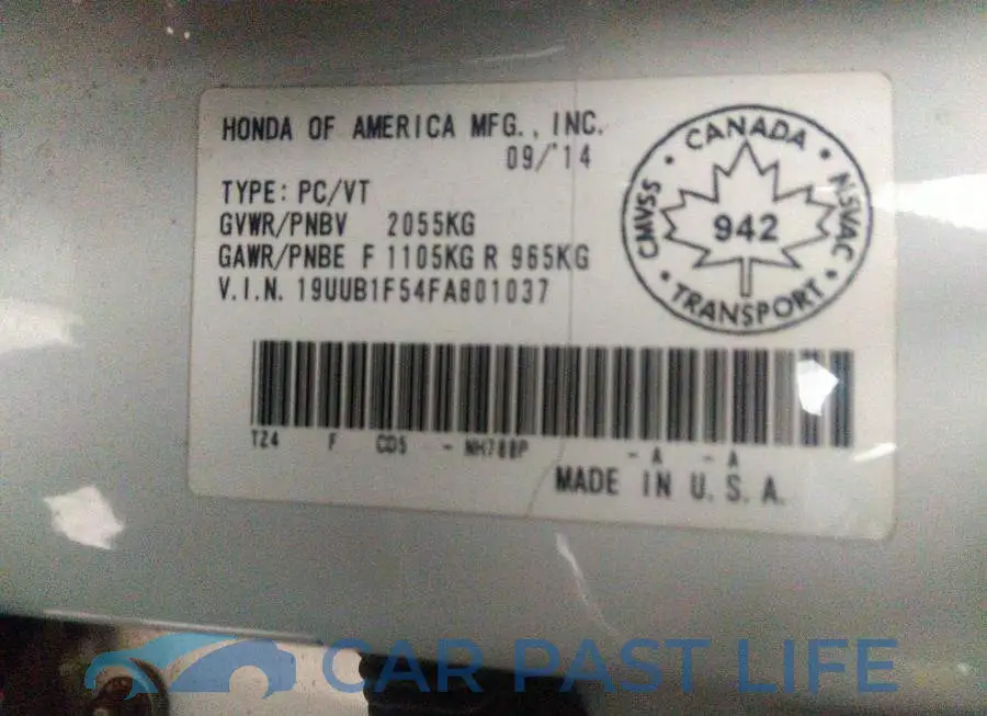 19UUB1F54FA801037# 9
