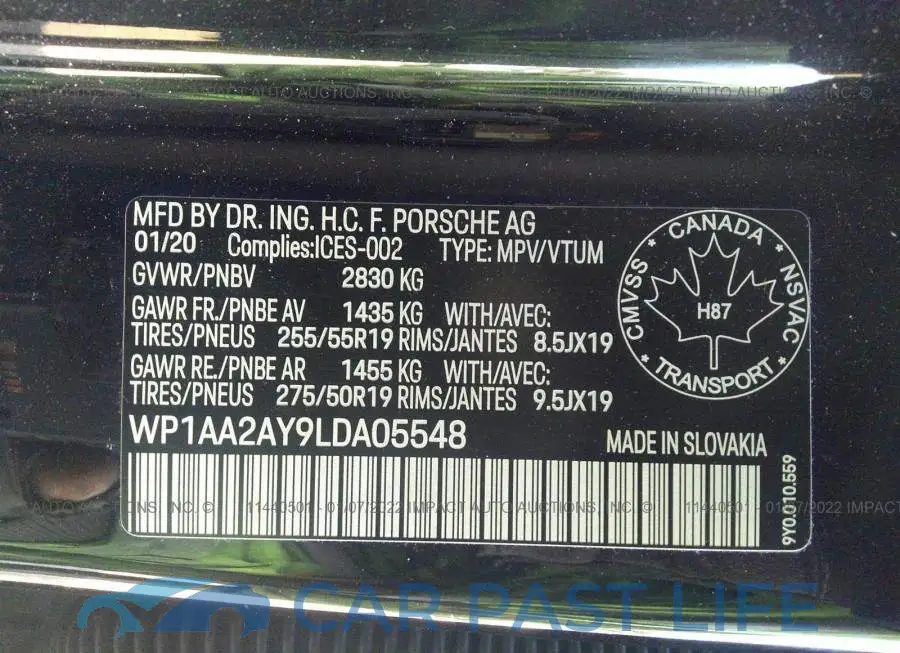 WP1AA2AY9LDA05548# 9