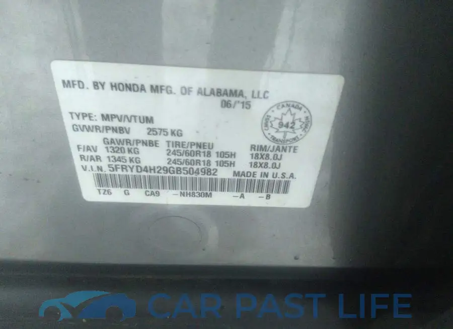 5FRYD4H29GB504982# 9