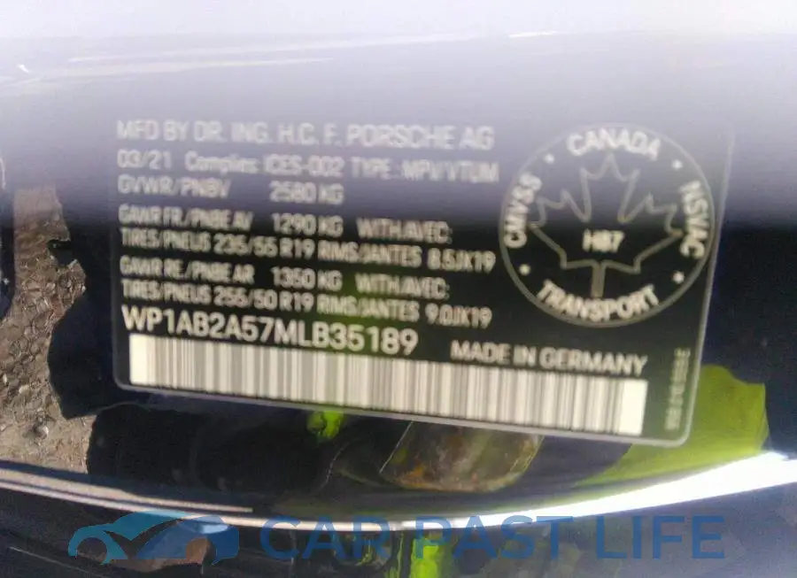 WP1AB2A57MLB35189# 9