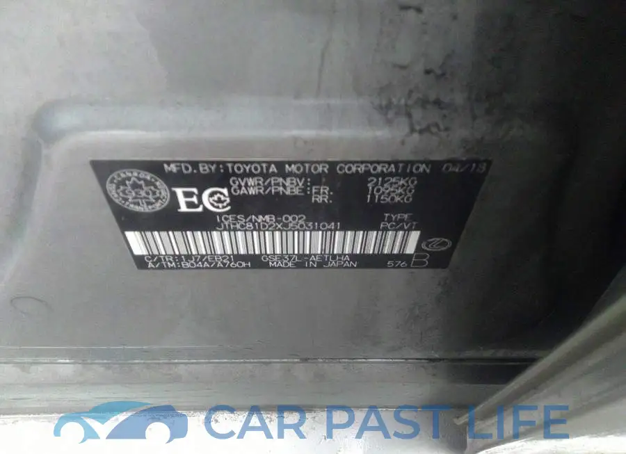 JTHC81D2XJ5031041# 9