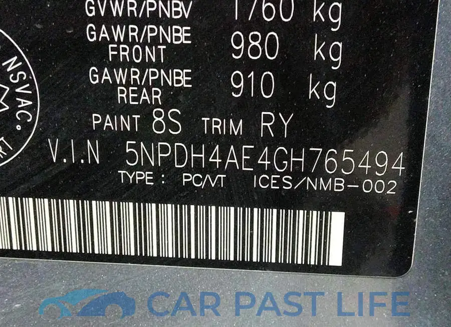 5NPDH4AE4GH765494# 9