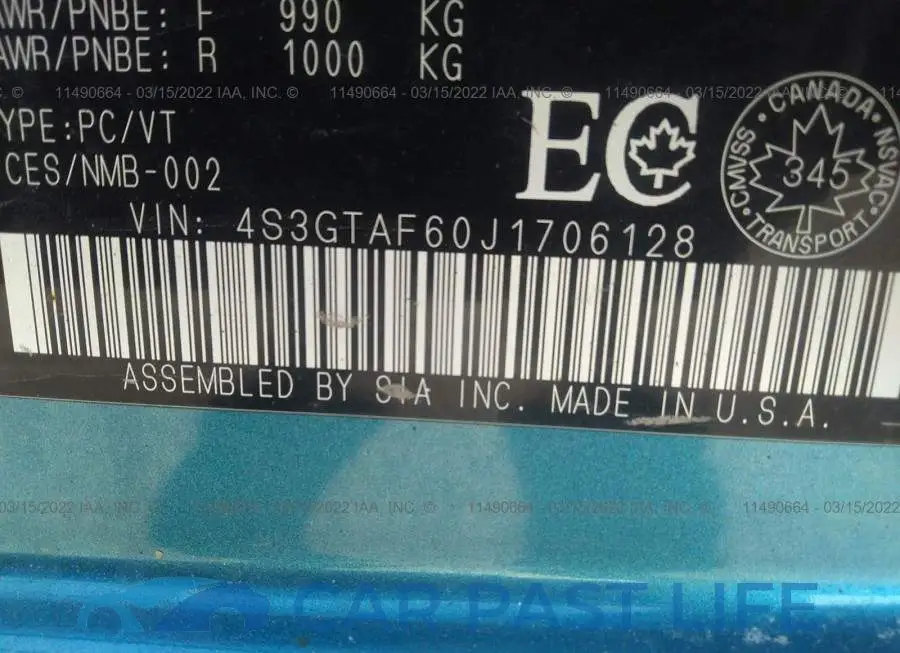 4S3GTAF60J1706128# 9