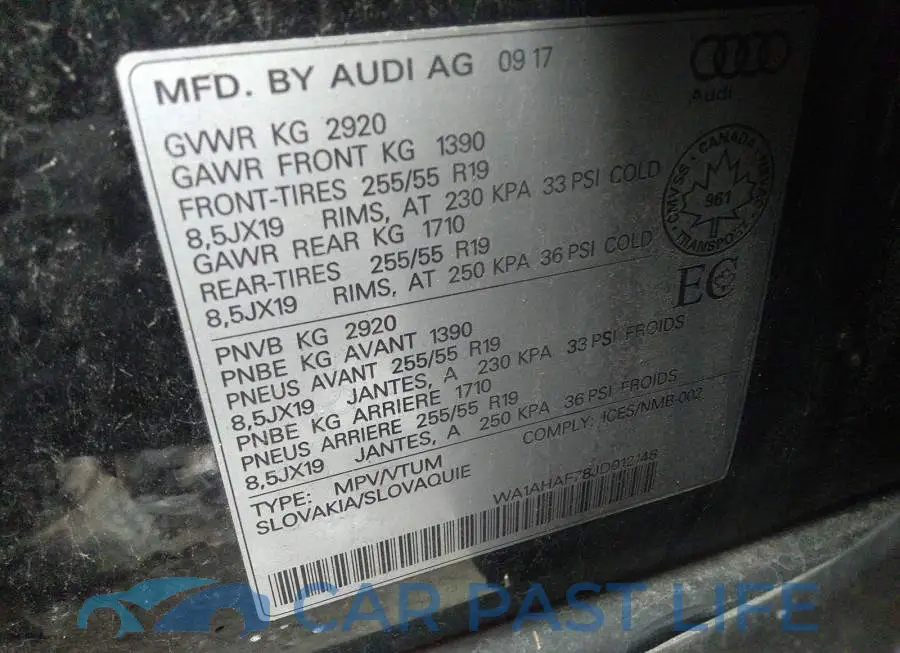 WA1AHAF78JD012148# 9