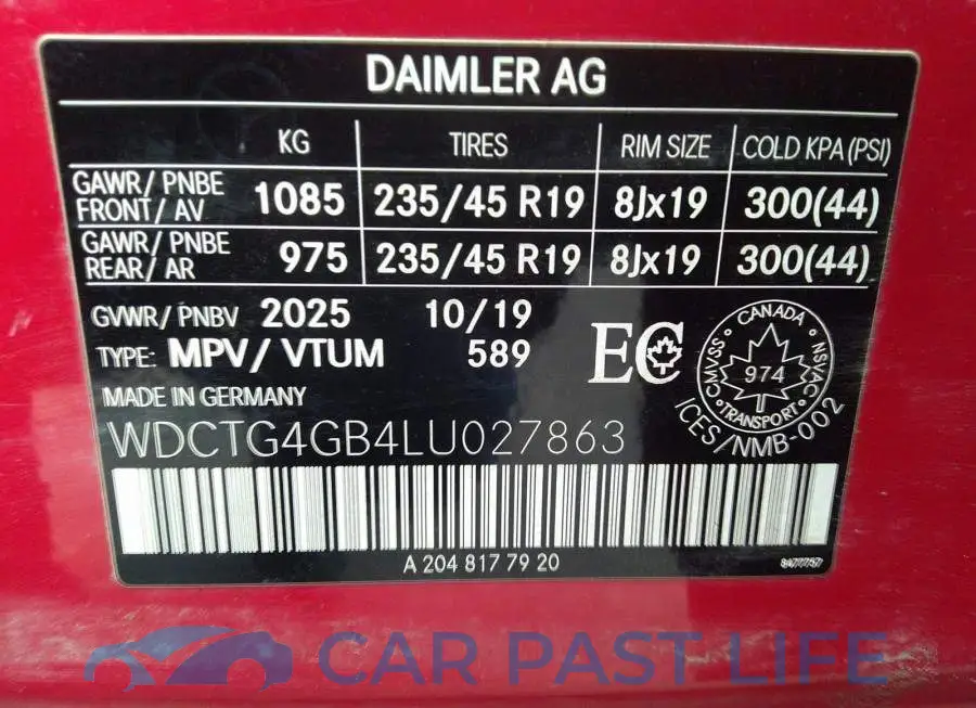 WDCTG4GB4LU027863# 9
