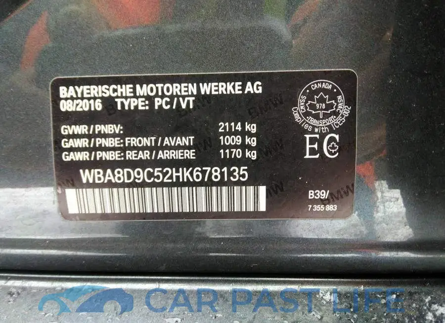 WBA8D9C52HK678135# 9