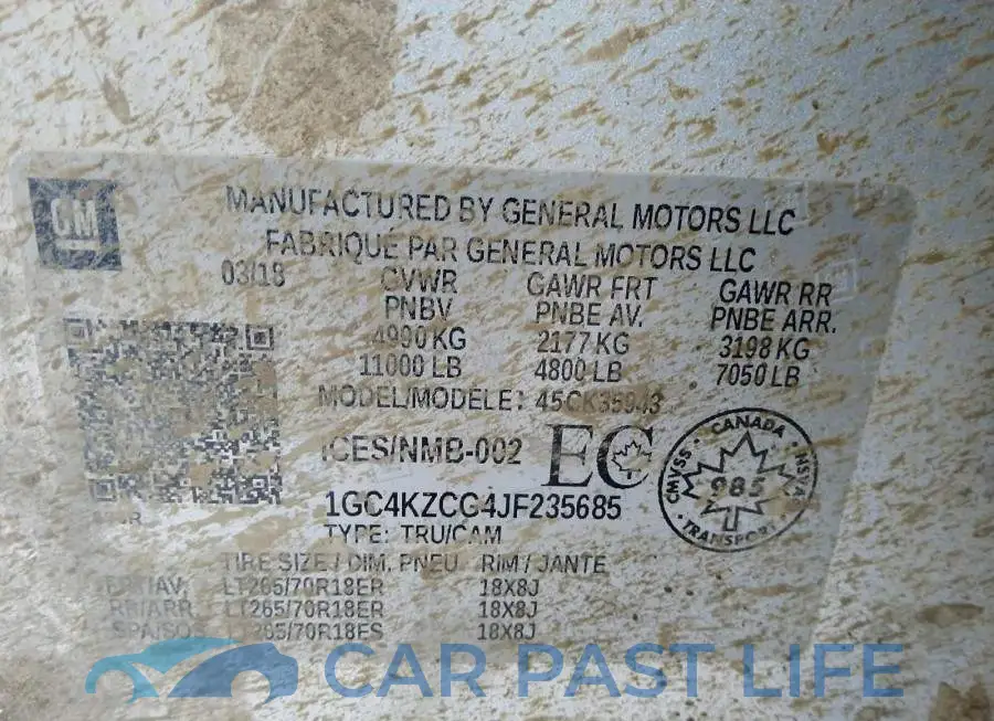 1GC4KZCG4JF235685# 9