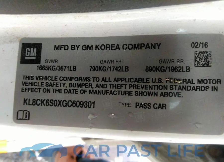 KL8CK6S0XGC609301# 9