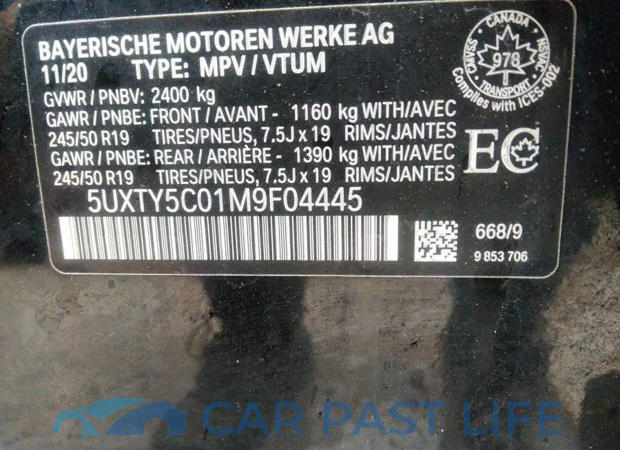 5UXTY5C01M9F04445# 9
