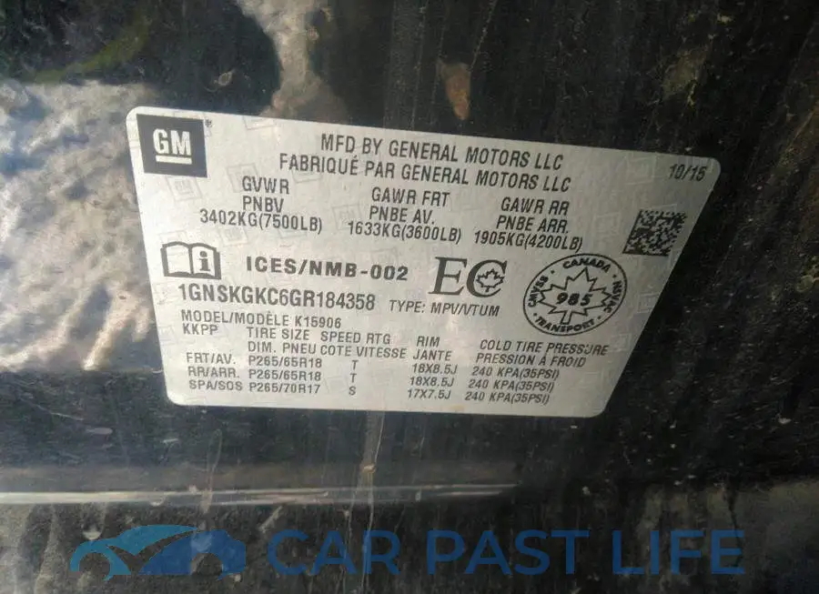 1GNSKGKC6GR184358# 9