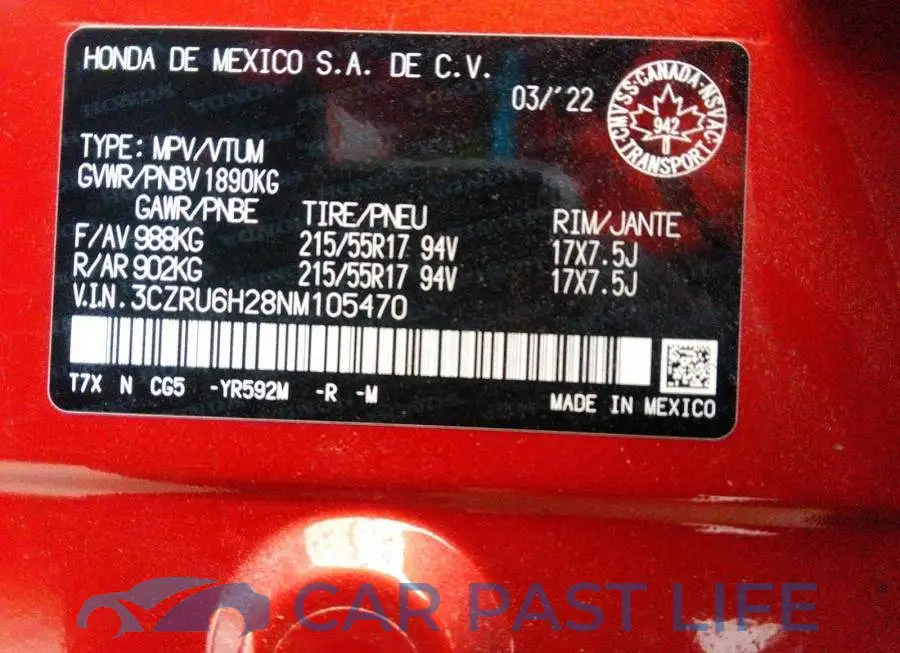 3CZRU6H28NM105470# 9
