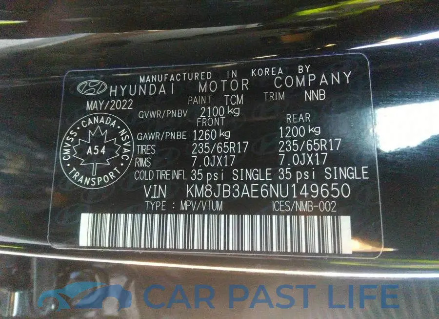 KM8JB3AE6NU149650# 9