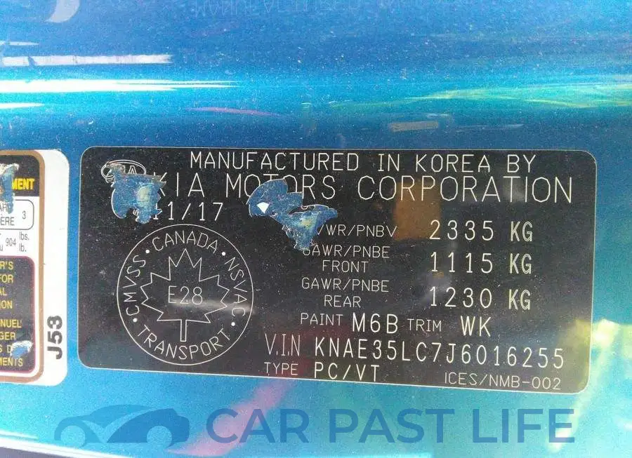 KNAE35LC7J6016255# 9