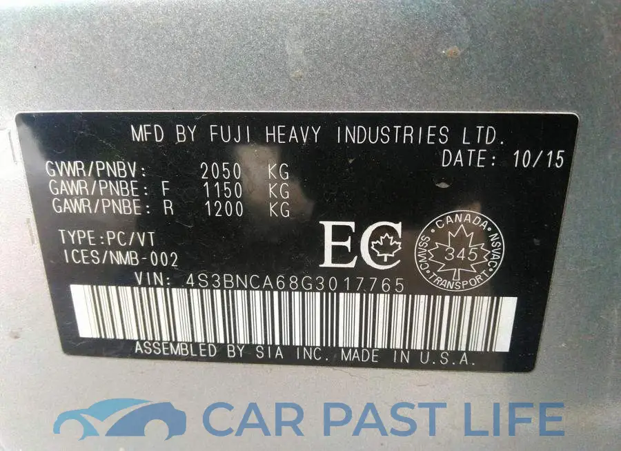 4S3BNCA68G3017765# 9