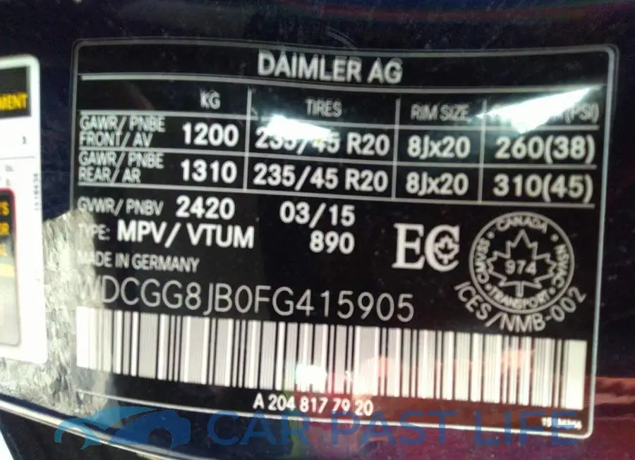 WDCGG8JB0FG415905# 9
