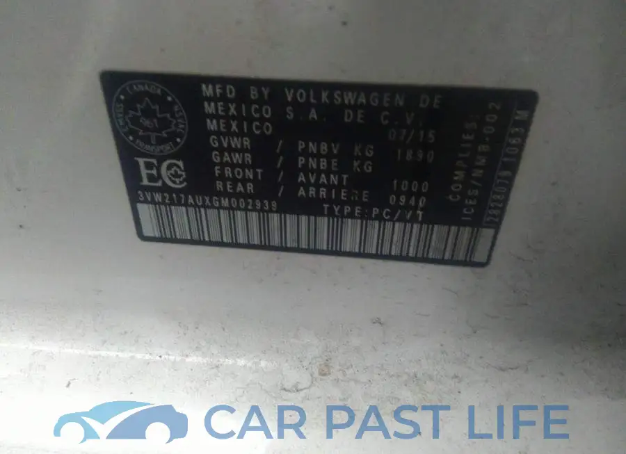 3VW217AUXGM002939# 9