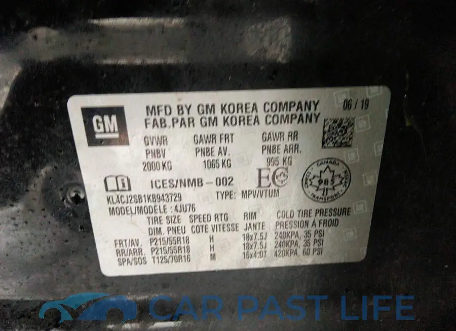 KL4CJ2SB1KB943729# 9
