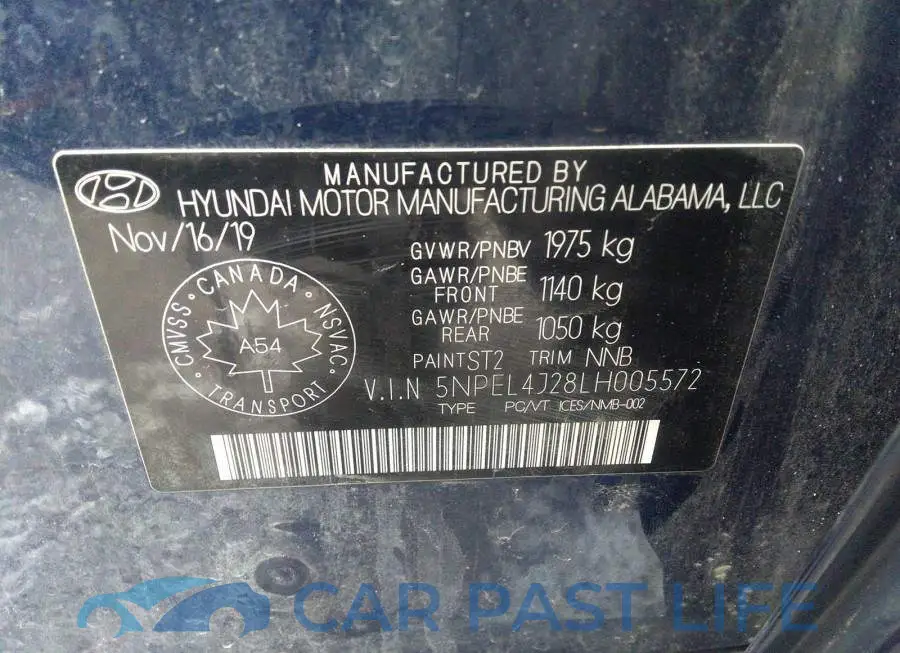 5NPEL4J28LH005572# 9