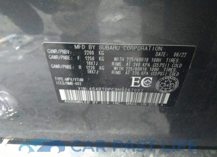 4S4BTDPC9N3267002# 9