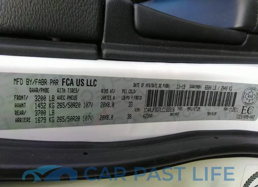 1C4RJFBG7LC193316# 9