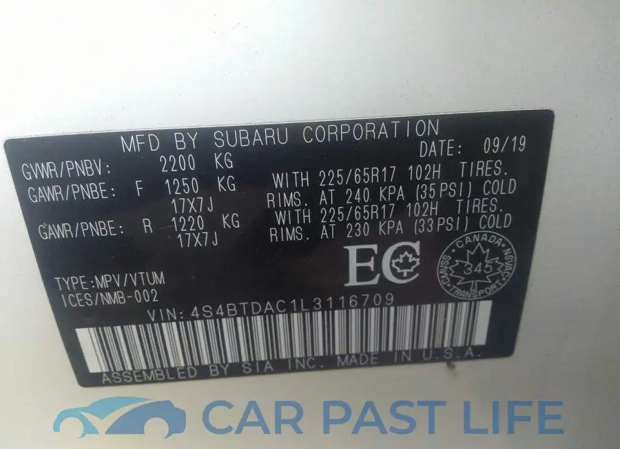 4S4BTDAC1L3116709# 9