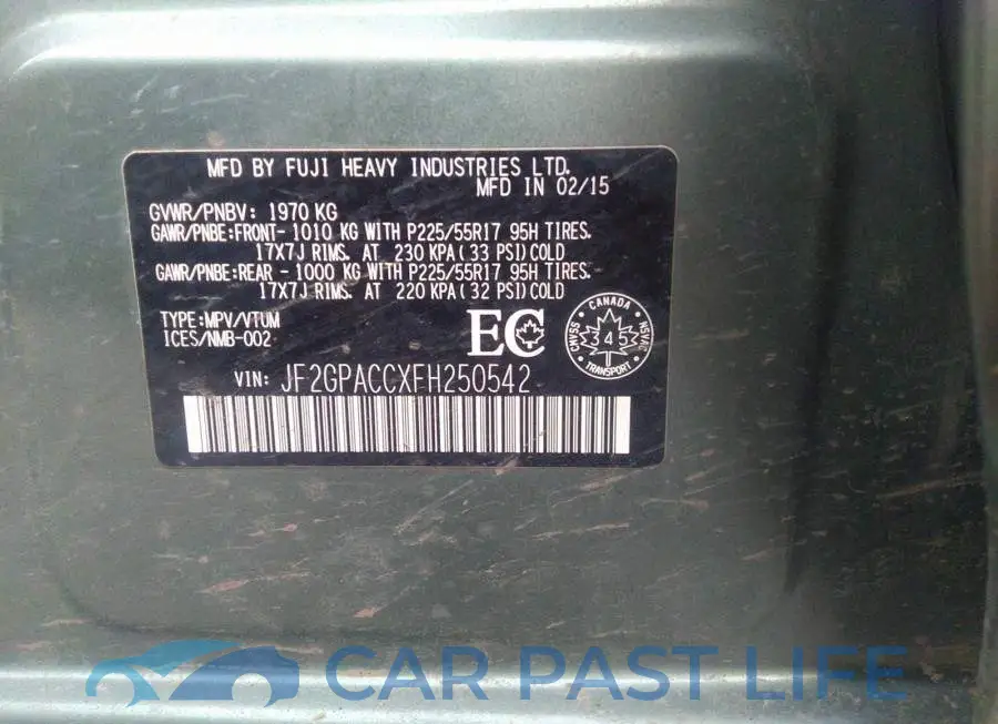 JF2GPACCXFH250542# 9
