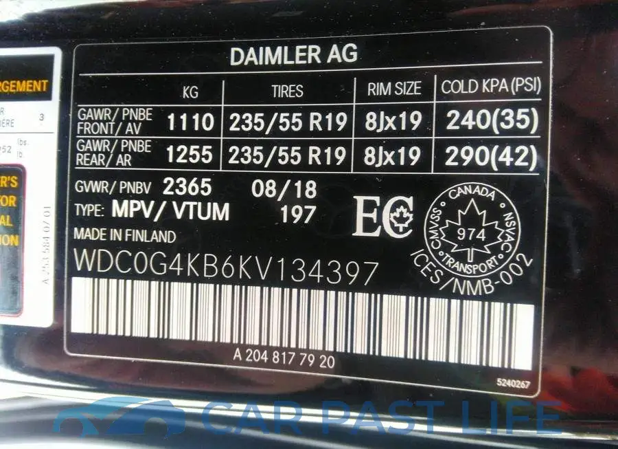 WDC0G4KB6KV134397# 9