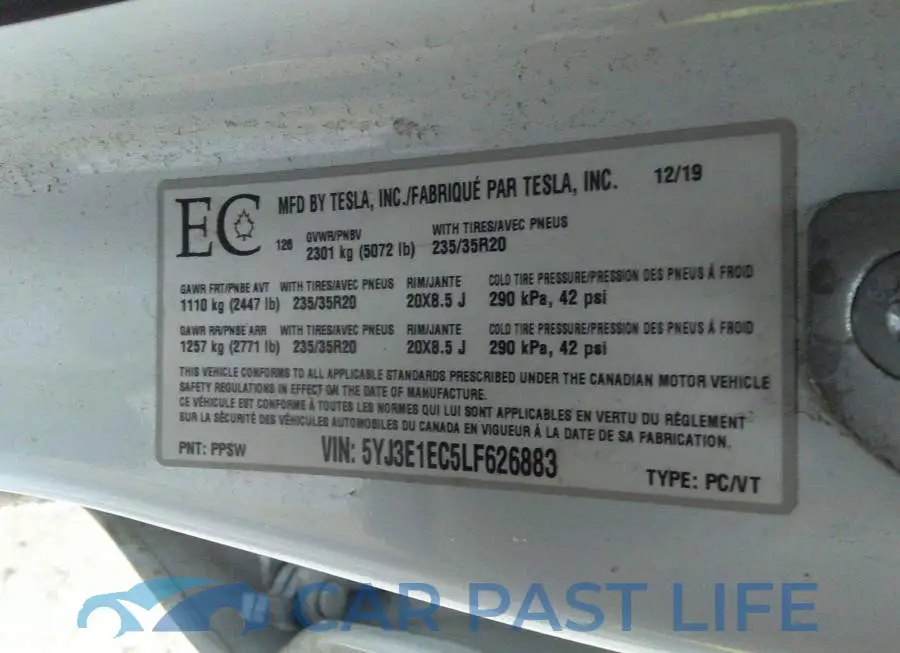 5YJ3E1EC5LF626883# 9