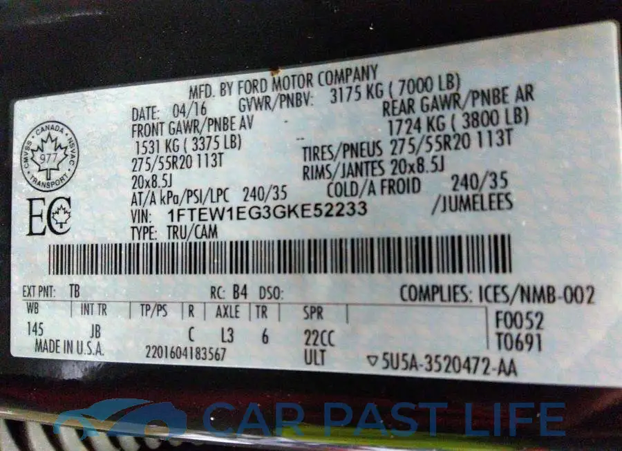 1FTEW1EG3GKE52233# 9