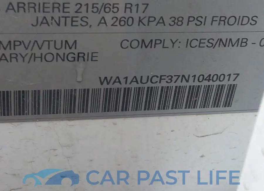 WA1AUCF37N1040017# 9
