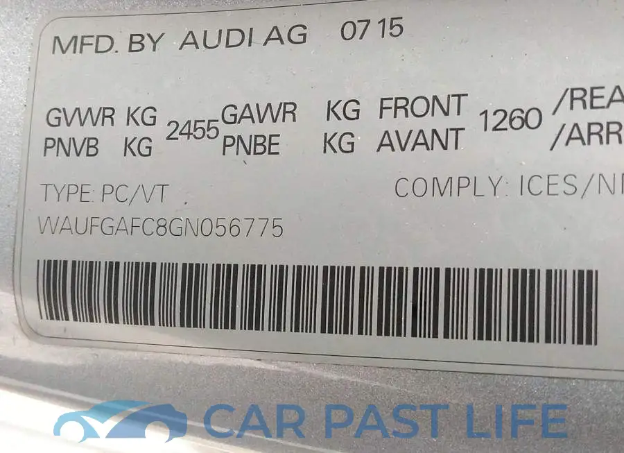 WAUFGAFC8GN056775# 9