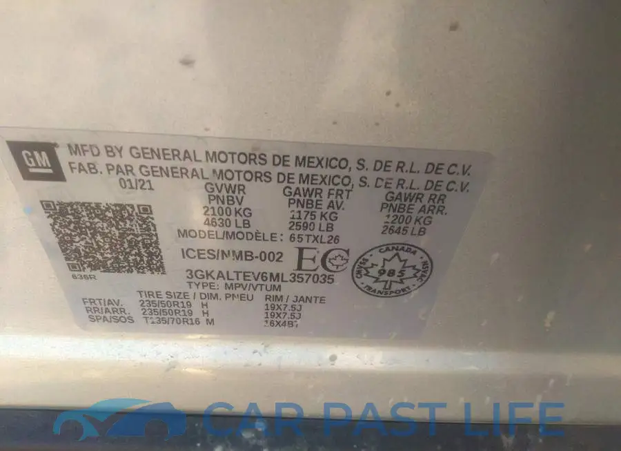 3GKALTEV6ML357035# 9