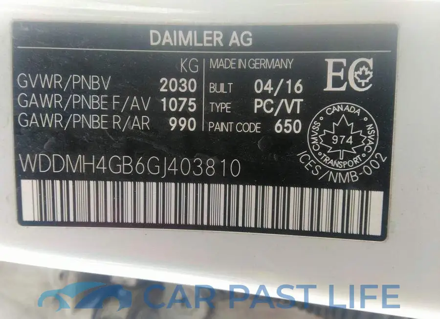 WDDMH4GB6GJ403810# 9