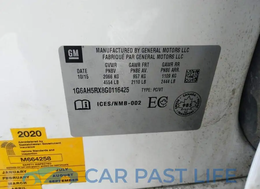 1G6AH5RX8G0116425# 9