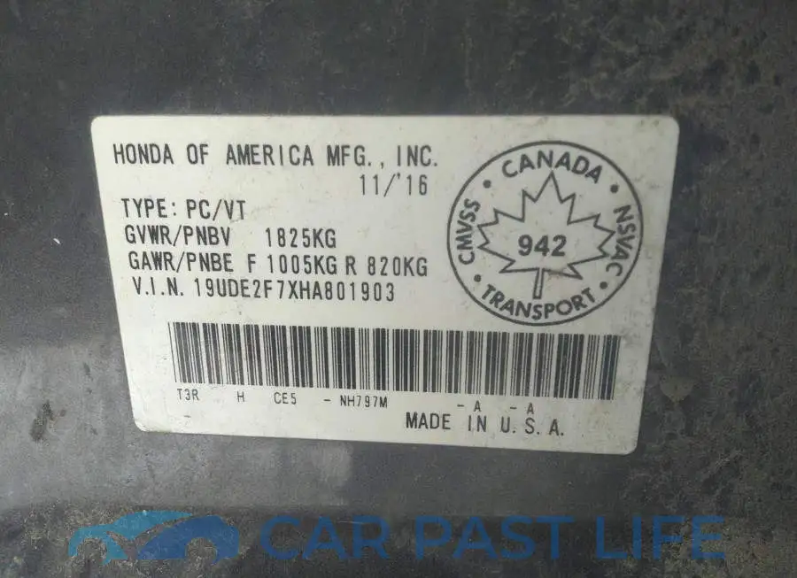 19UDE2F7XHA801903# 9
