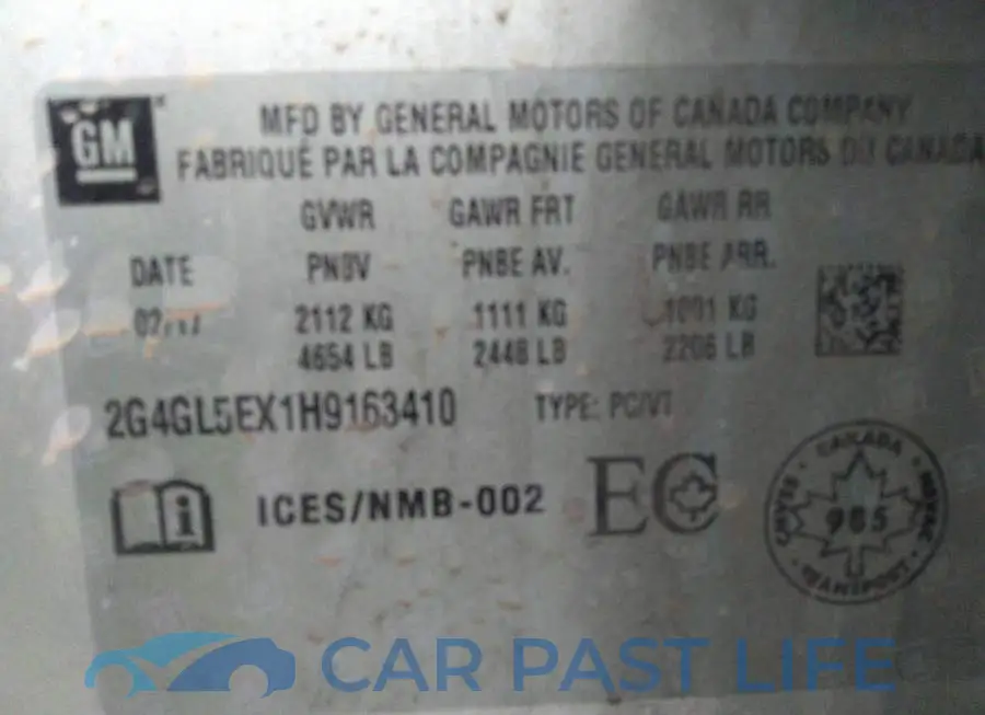 2G4GL5EX1H9163410# 9