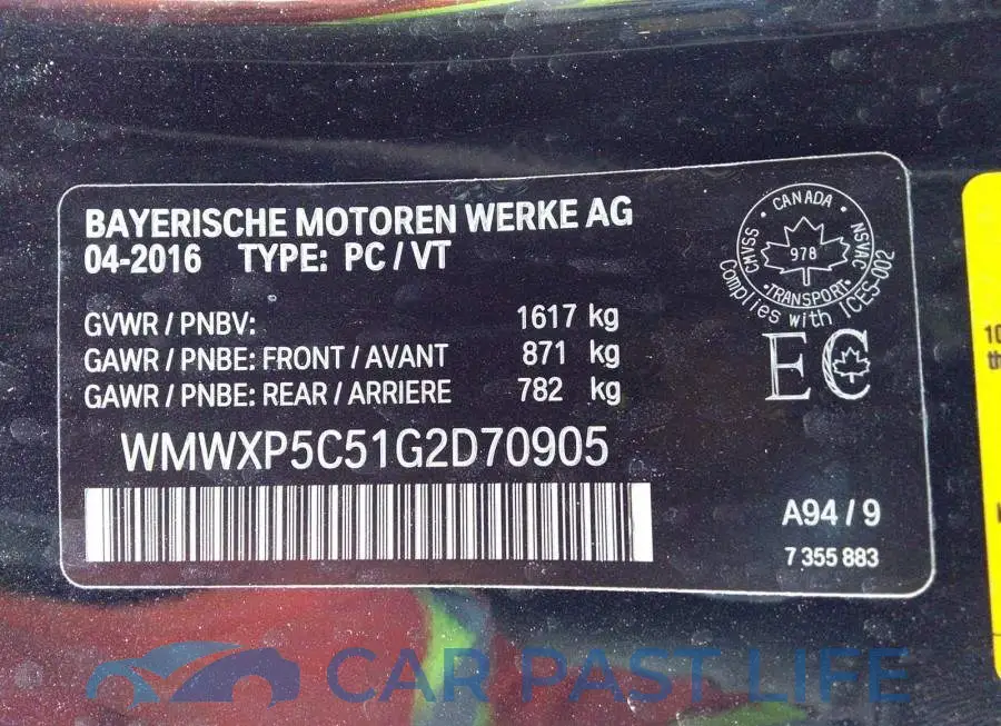 WMWXP5C51G2D70905# 9