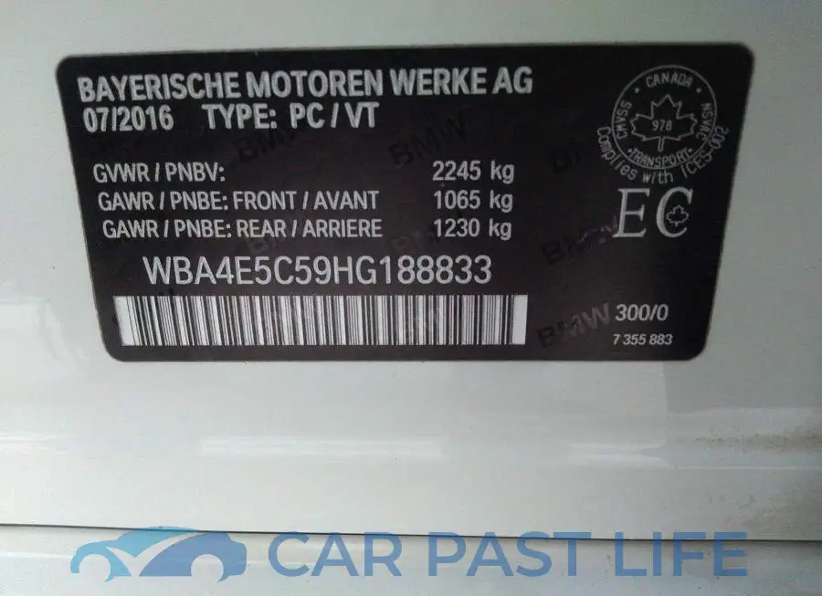WBA4E5C59HG188833# 9